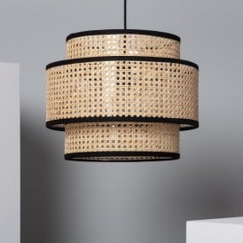 Edit Tripolo Single Light Rattan Ceiling Pendant In Natural Finish