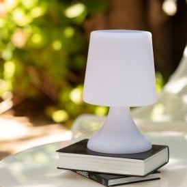 Edit Uyoga Portable Outdoor Table Lamp with Bluetooth Speaker and USB Rechargeable Battery In White Finish