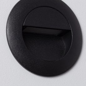 Edit Wabi 3W Round Warm White LED Recessed Outdoor Wall Light In Black Finish
