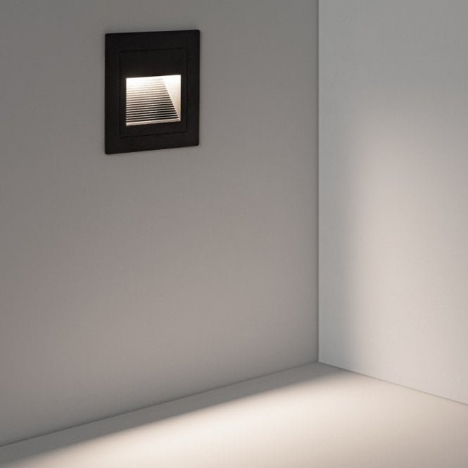 Edit Lighting Edit Wabi 3W Square Aluminium Outdoor Daylight LED Recessed Wall Light In Black Finish
