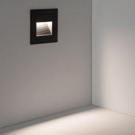 Edit Wabi 3W Square Aluminium Outdoor Daylight LED Recessed Wall Light In Black Finish