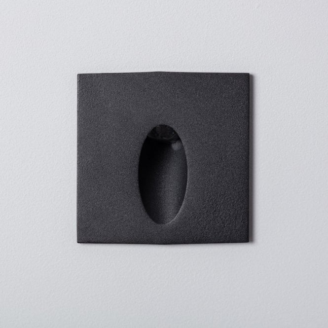 Edit Lighting Edit Wabi 3W Square Aluminium Warm White LED Recessed Outdoor Wall Light In Black Finish