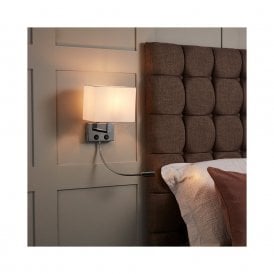 Edit Waldorf Wall Fitting with LED Reading Light In Polished Chrome Finish And White Shade