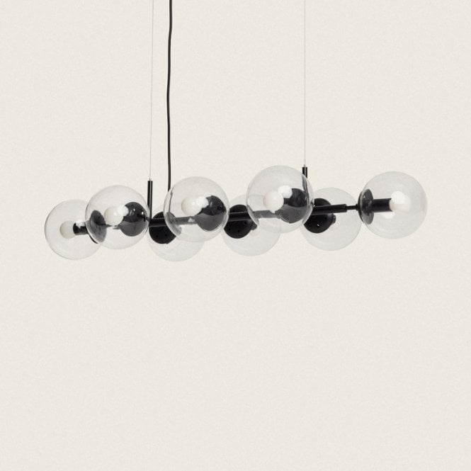Edit Lighting Edit Wassily 8 Light Bar Ceiling Pendant In Black Finish With Clear Glass