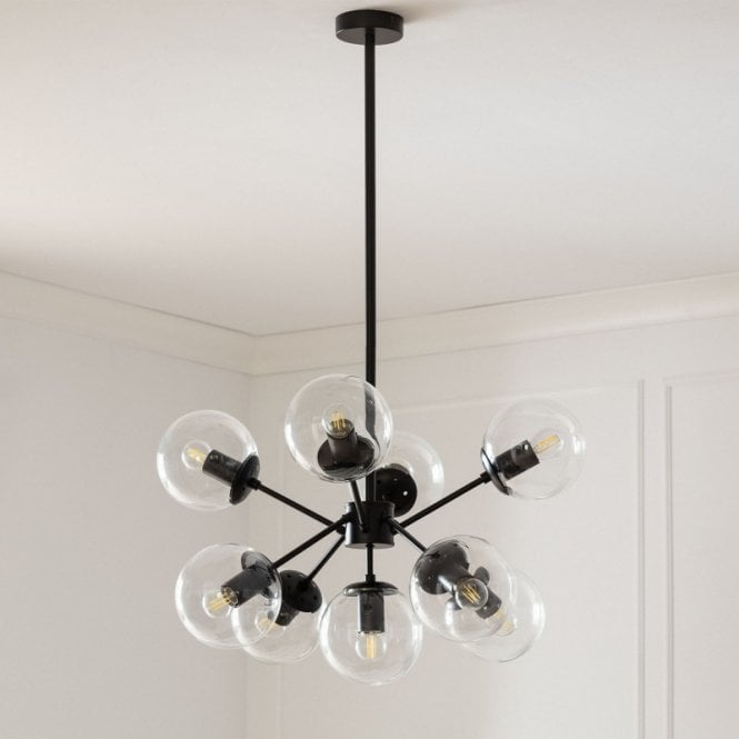 Edit Lighting Edit Wassily 9 Light Ceiling Pendant In Black Finish With Clear Glass