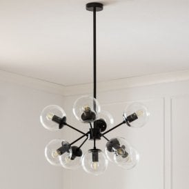 Edit Wassily 9 Light Ceiling Pendant In Black Finish With Clear Glass