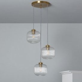 Edit Wilde 3 Light Glass Cluster Ceiling Pendant In Gold Finish With Clear Glass