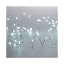 Festive 9.95M Battery Operated White LED Silver Micro Wire Fairy Lights with 200 Lights