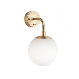Greenwich Single Light Switched Wall Fitting in Matt Antique Brass with Opal White Glass Diffuser