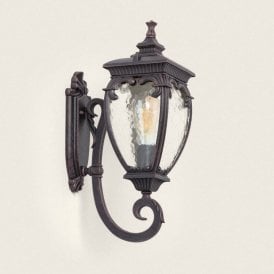 Grivale Outdoor Lantern Wall Light In Aged Black Finish