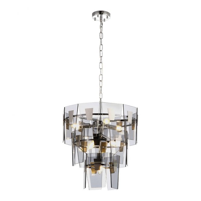 Edit Lighting Isabella 6 Light Smoked Glass Chandelier - Matt Nickel