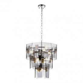 Isabella 6 Light Smoked Glass Chandelier - Matt Nickel