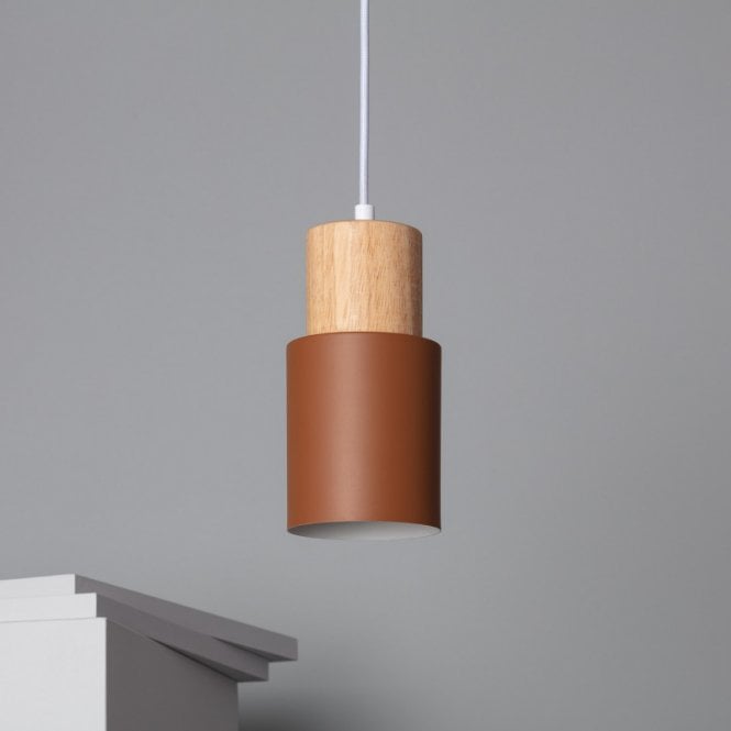 Edit Lighting Kidonge Single Light Ceiling Pendant Light In Brown & Wood Finish
