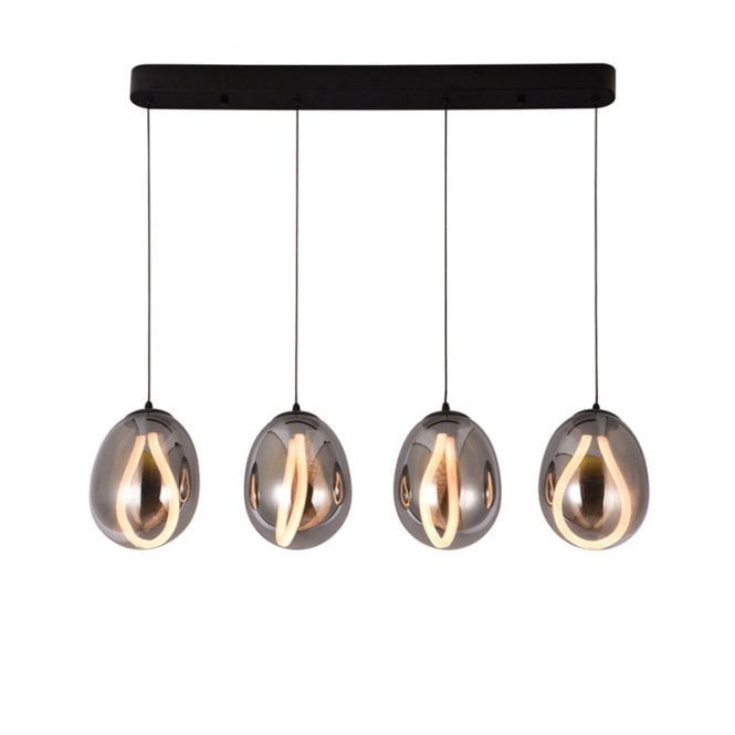 Edit Lighting Melanie LED Smoked Glass Bar Ceiling Pendant Light - Black