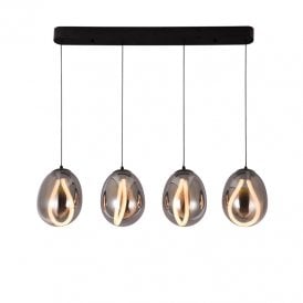 Melanie LED Smoked Glass Bar Ceiling Pendant Light - Black