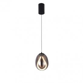 Melanie LED Smoked Glass Ceiling Pendant Light - Black