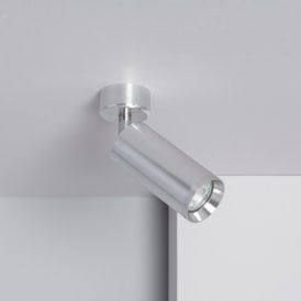 Quartz Single Light Bathroom Ceiling Spotlight In Silver Finish