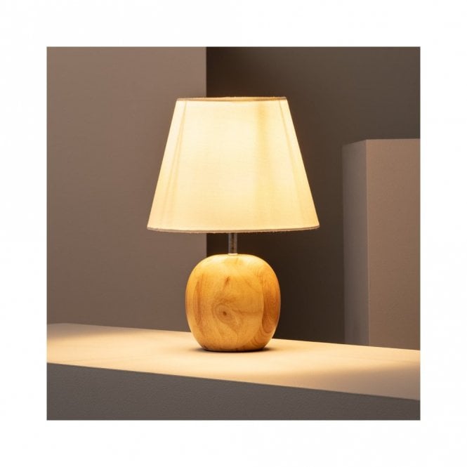 Edit Lighting Ranko Single Light Table Lamp in Wood Finish with White Tapered Shade