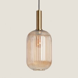 Regent Single Light Glass Ceiling Pendant Light - Brass