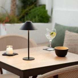 Tiber USB Rechargeable LED Outdoor Table Lamp in Black Finish