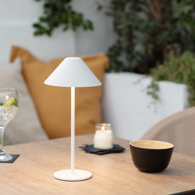 Edit Lighting Tiber USB Rechargeable LED Outdoor Table Lamp in White Finish