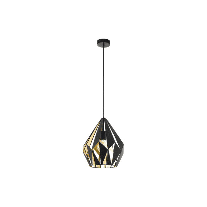 Eglo Lighting Eglo Carlton 1 Single Light Ceiling Pendant In Black And Gold Finish
