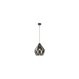 Eglo Carlton 1 Single Light Ceiling Pendant In Black And Gold Finish