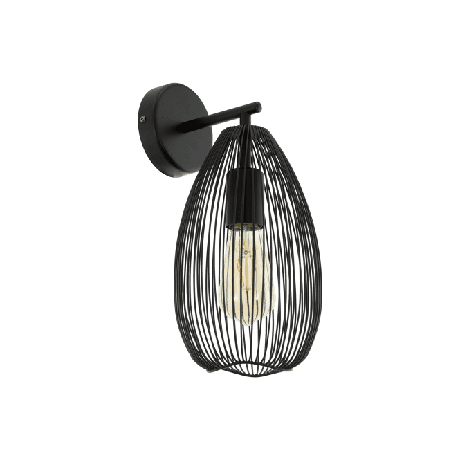 Eglo Lighting Eglo Clevedon Single Light Wall Fitting in Black Steel Finish