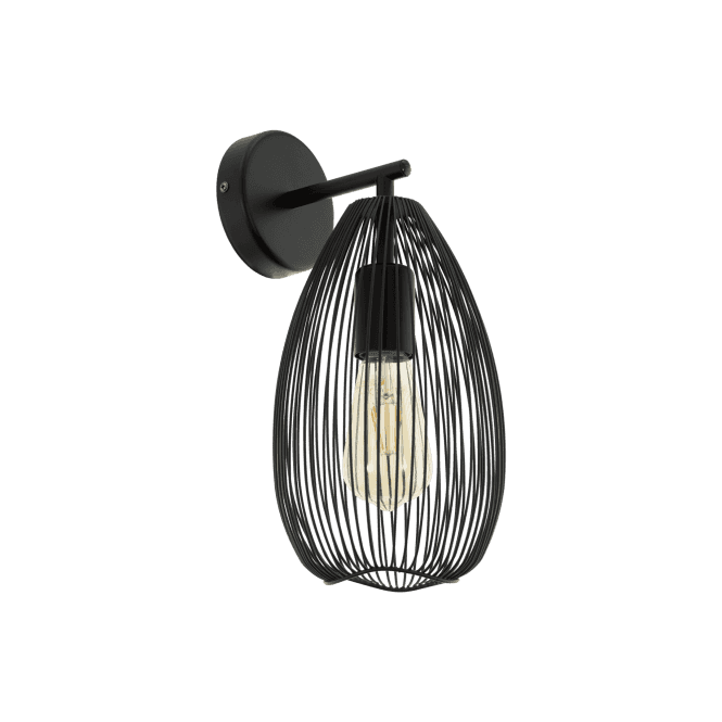 Eglo Lighting Eglo Clevedon Single Light Wall Fitting in Black Steel Finish