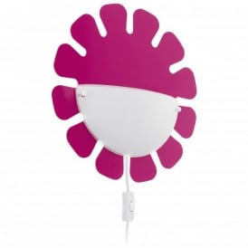 Eglo Leonie Single Light Wall Fitting In Pink Finish With White Satinated Glass
