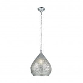 Eglo Melilla Single Light Large Ceiling Pendant in Silver Finish