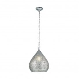 Eglo Melilla Single Light Large Ceiling Pendant in Silver Finish