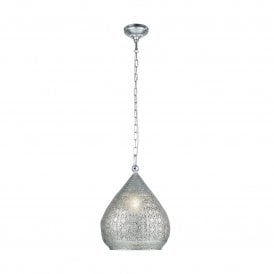 Eglo Melilla Single Light Large Ceiling Pendant in Silver Finish