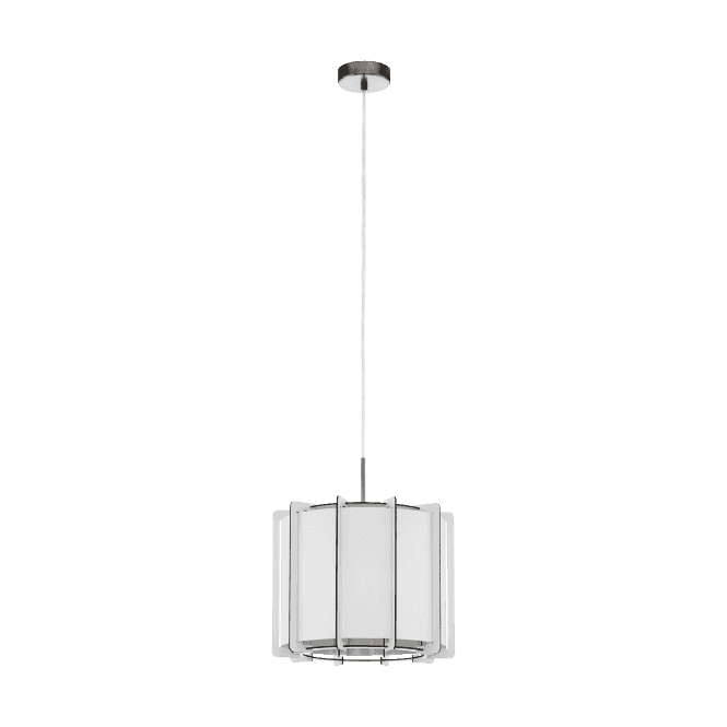 Eglo Lighting Eglo Pineta Single Light Ceiling Pendant In Satin Nickel And White Finish
