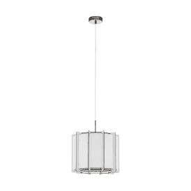 Eglo Pineta Single Light Ceiling Pendant In Satin Nickel And White Finish
