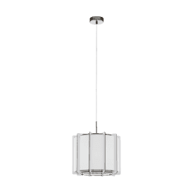 Eglo Pineta Single Light Ceiling Pendant In Satin Nickel And White Finish