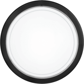 Eglo Planet 1 Single Light Flush Ceiling Fitting with a White Shade and Black Rim