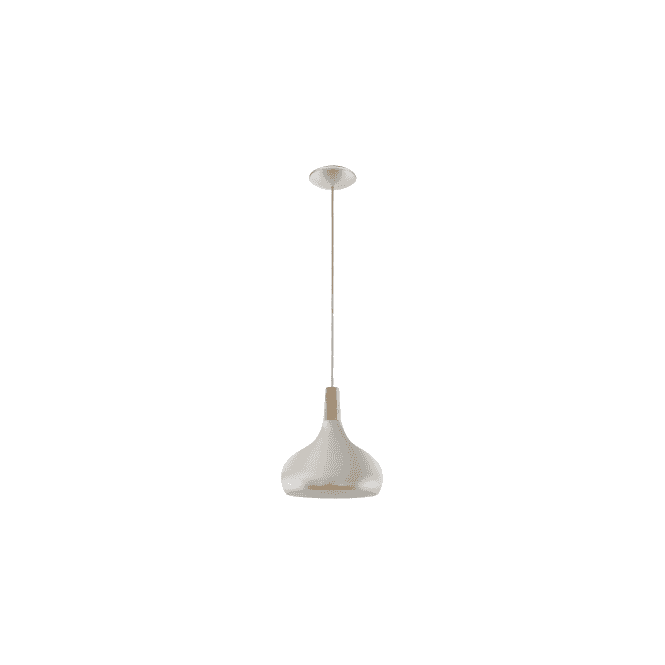 Eglo Lighting Eglo Sabinar Single Light Medium Ceiling Pendant in Brushed Silver Finish With Wood Detail