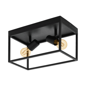 Eglo Silentina 2 Light Ceiling Fitting In Black Finish
