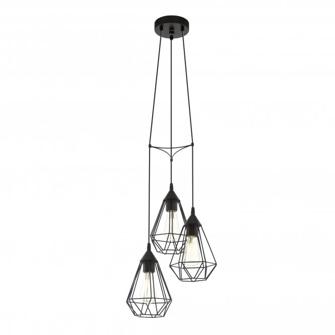Eglo Lighting Eglo Tarbes 3 Light Ceiling Pendant in Black Steel Finish