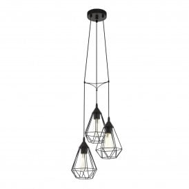 Eglo Tarbes 3 Light Ceiling Pendant in Black Steel Finish