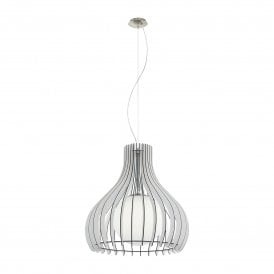 Eglo Tindori Single Medium Light Ceiling Pendant in Satin Nickel Finish with Glass