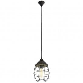 Eglo Vintage Single Light Ceiling Lantern Pendant In Patina Brown Finish