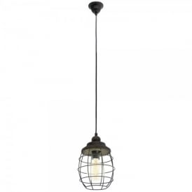 Eglo Vintage Single Light Ceiling Lantern Pendant In Patina Brown Finish