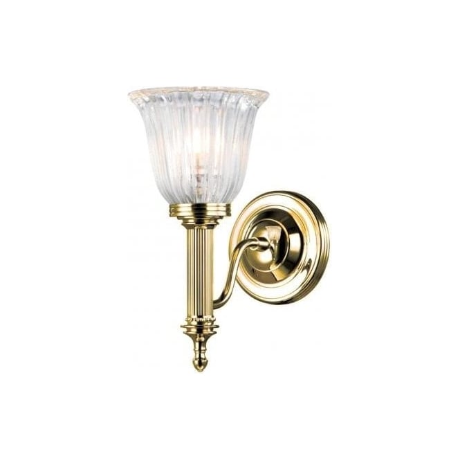 Elstead Lighting BATH-CARROLL1 PB Carroll Single Light Bathroom Wall Fitting in Polished Brass with Tulip Glass