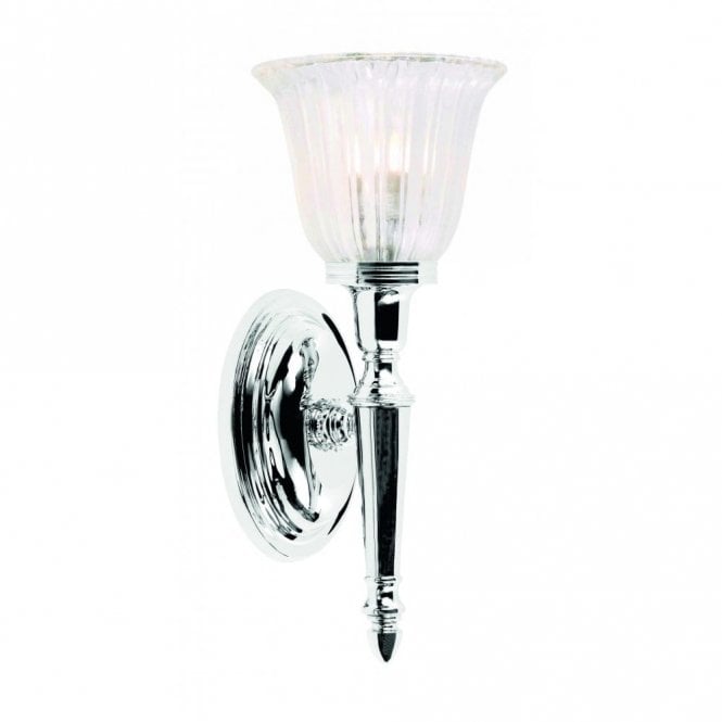 Elstead Lighting Dryden Single Light Bathroom Fitting with Ridged Glass Shade