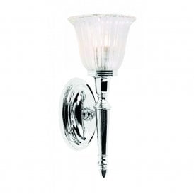 Dryden Single Light Bathroom Fitting with Ridged Glass Shade