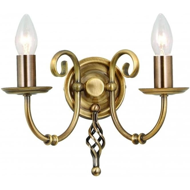 Elstead Lighting Elstead Artisan 2 Light Wall Fitting in an Aged Brass Finish