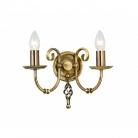 Elstead Artisan 2 Light Wall Fitting in an Aged Brass Finish