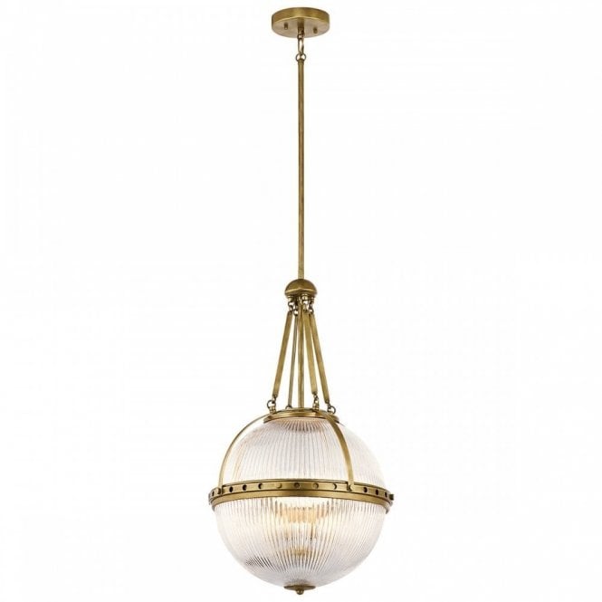 Elstead Lighting Elstead Aster 3 Light Ceiling Pendant in Natural Brass Finish with Glass